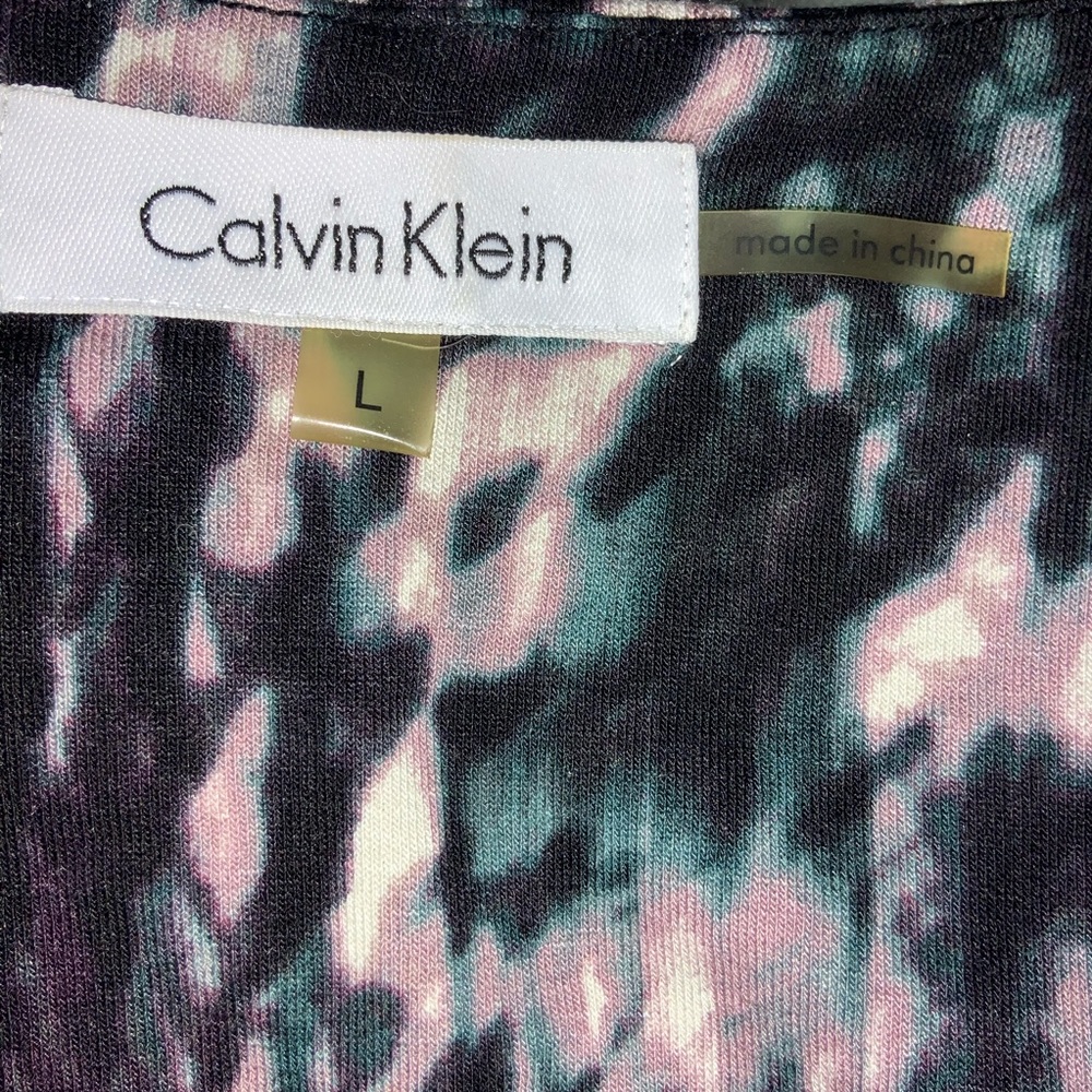 ❌📂CALVIN KLEIN TOP L/S Wrap Tye Dye Blk/Teal/Pur L - Picture 5 of 5
